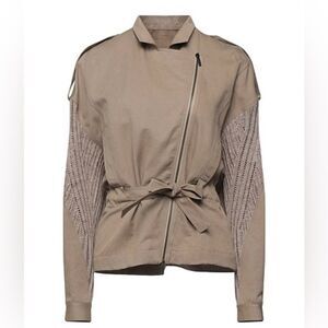 Gentry Portofino cotton/linen blend jacket with knit details, M